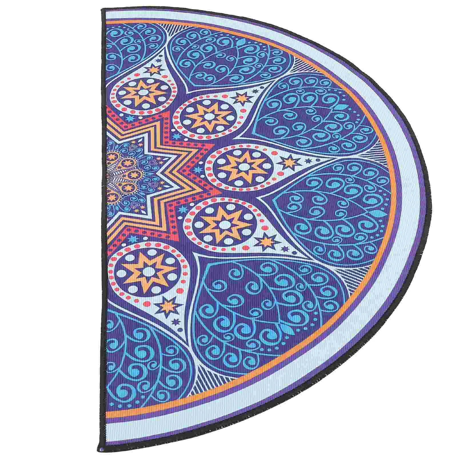 Bohemian Style Mandala-patterned Half Round Rug