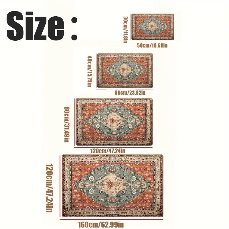 Vintage Carpet For Living Room Non-Slip Parlour Sofa Big Size Area Rugs Soft Home Hallway Balcony Bathroom Bedroom Floor Mats