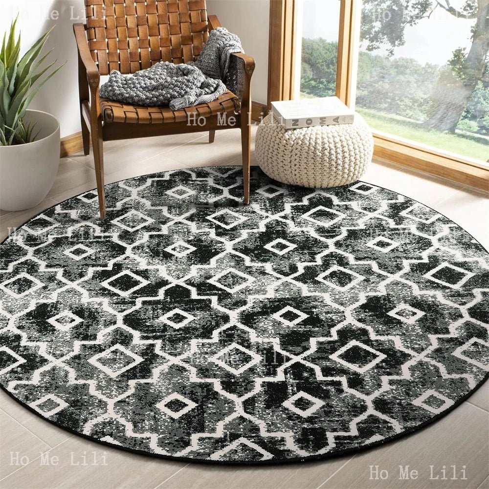 Trellis Flannel Round Area Rug - 3D Print Designed