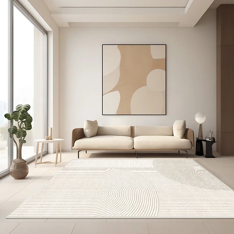 Beige Living Room Abstract Art Non-slip Area Rugs