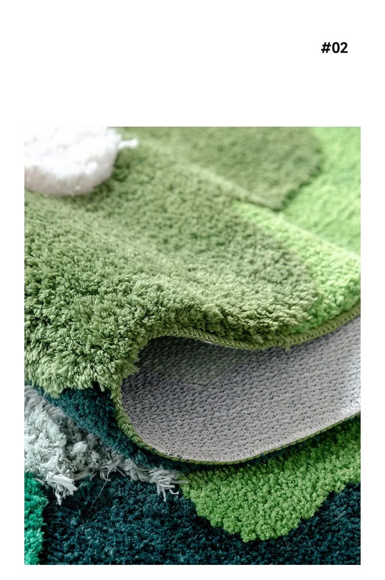 Tufted Green Irregular sized Aesthetic Thick Bedroom Rug