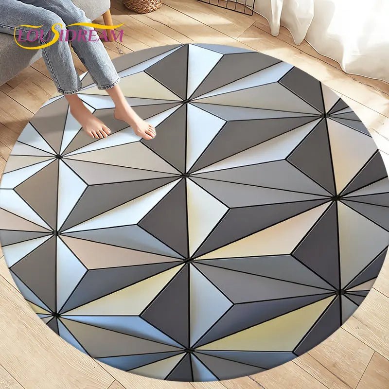 3D Abstract Geometric Visual Illusion Area Rug - Home Decor