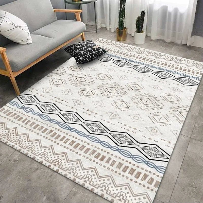 Crystal Velvet Moroccan Bohemian Line Living Room Rug - Retro Nordic Style