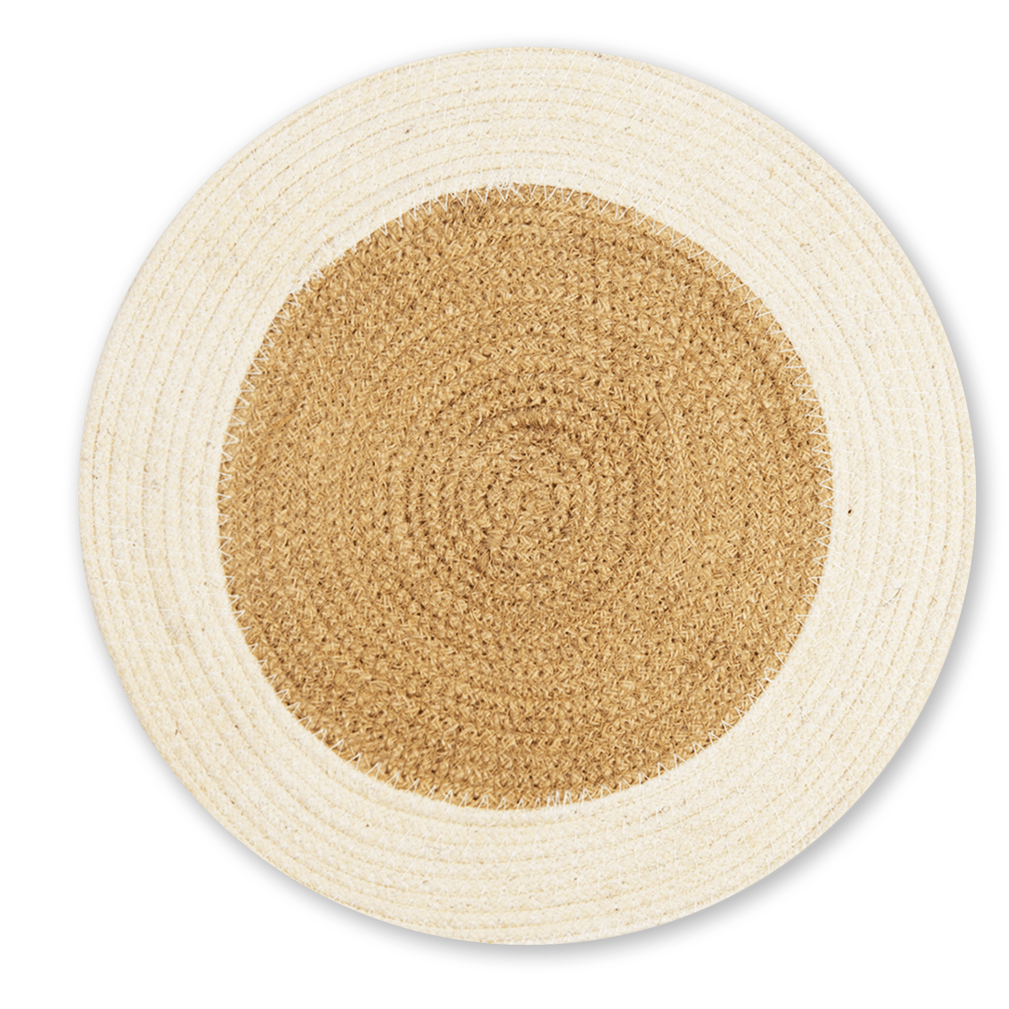 Eco Crave Jute Round Placemats Set of 8 – Hand Woven Natural Beige Jute with White Rim, 13" White Jute Placemats, Woven White Round Placemats, Farmhouse Table Decor