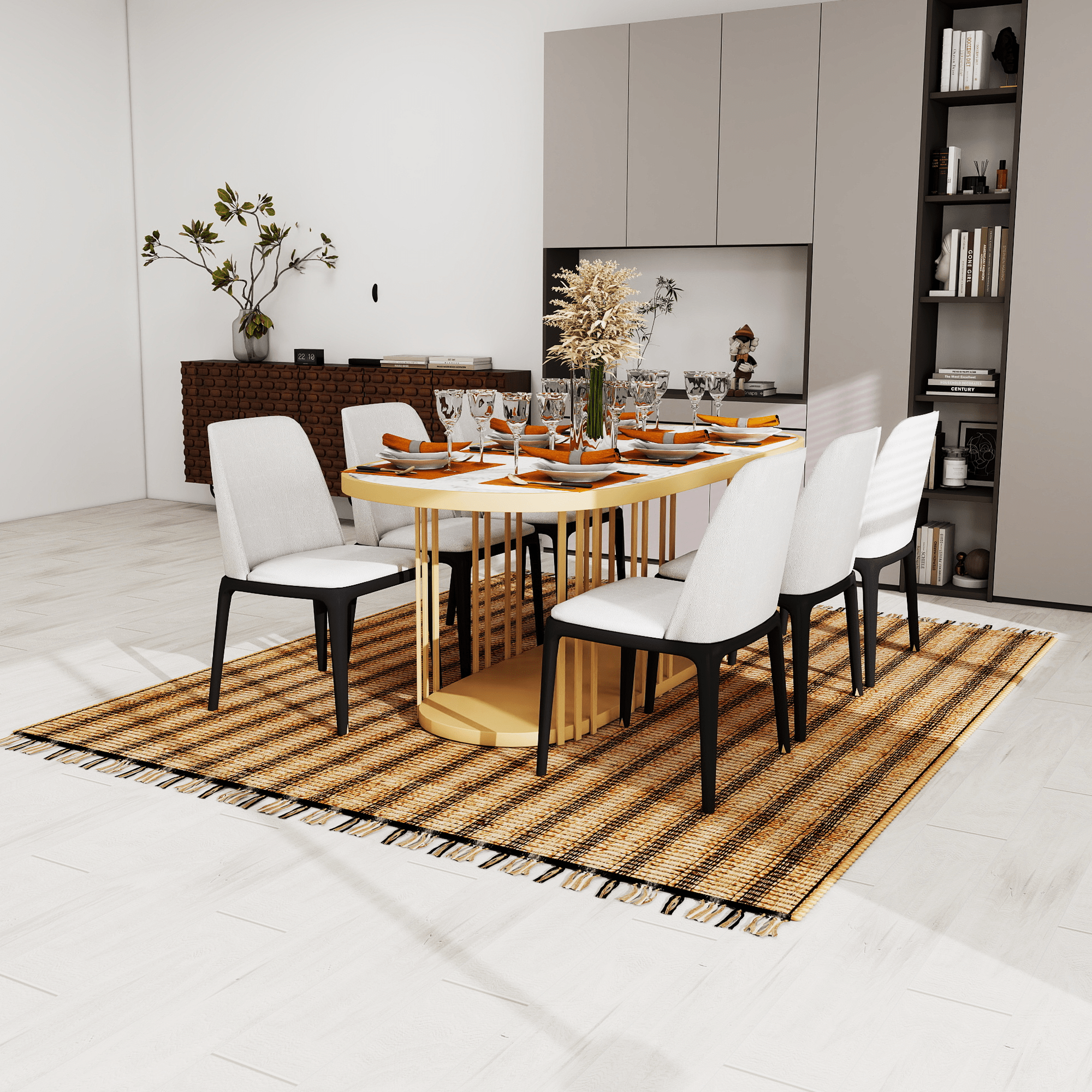 Natural Jute Area Rug, 8'x10' – Vintage Modern Classic Handwoven Indoor Carpet – 0.5-Inch Thick Premium Home Décor for Living Room, Bedroom, Dining, and Kitchen