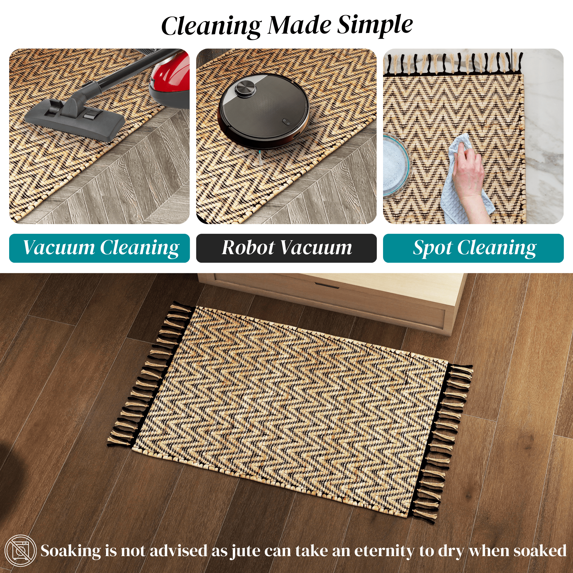 2x3 Ft Natural Handwoven Jute Rug – Premium Vintage Modern Farmhouse-Style Area Carpet for Living Room, Bedroom, Kitchen, and Entryway Décor