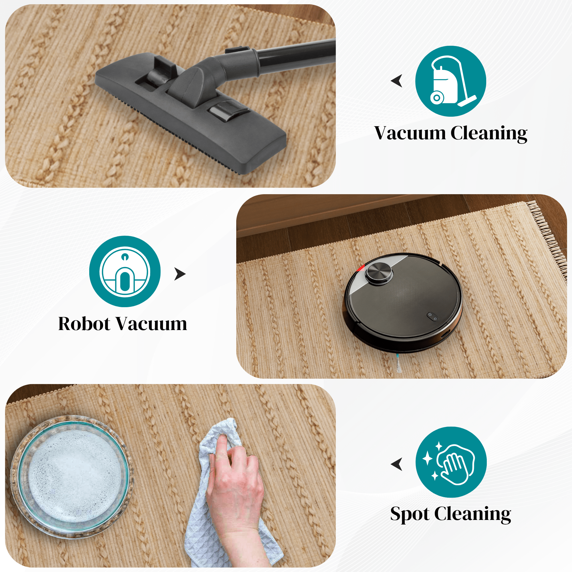 Rustic Jute Area Rug, 9'x12' Natural Braided Beige Bohemian Farmhouse Style Carpet – 0.5-Inch Thick Handwoven Design for Bedroom and Living Room Décor