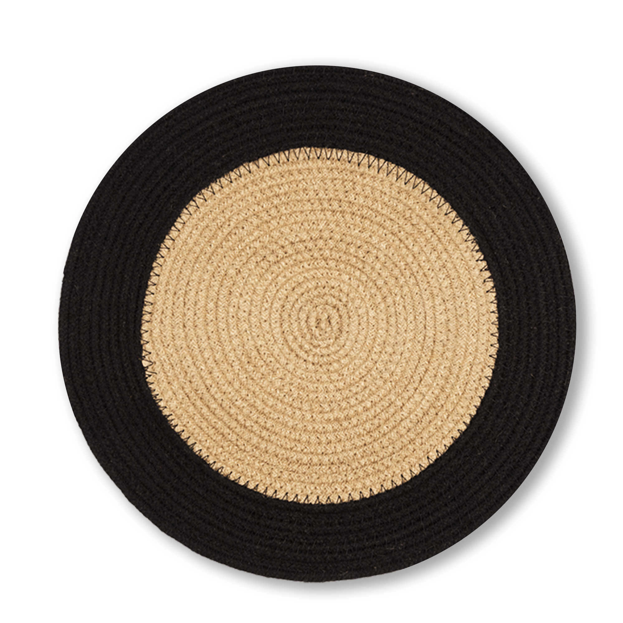 Eco Crave Jute Round Placemats Set of 12 – Hand Woven Natural Beige Jute with Black Rim, 13 Inch Farmhouse Rustic Dining Drawstring Table Mats, Wicker Heat Resistant Durable Eco-Friendly Table Decor