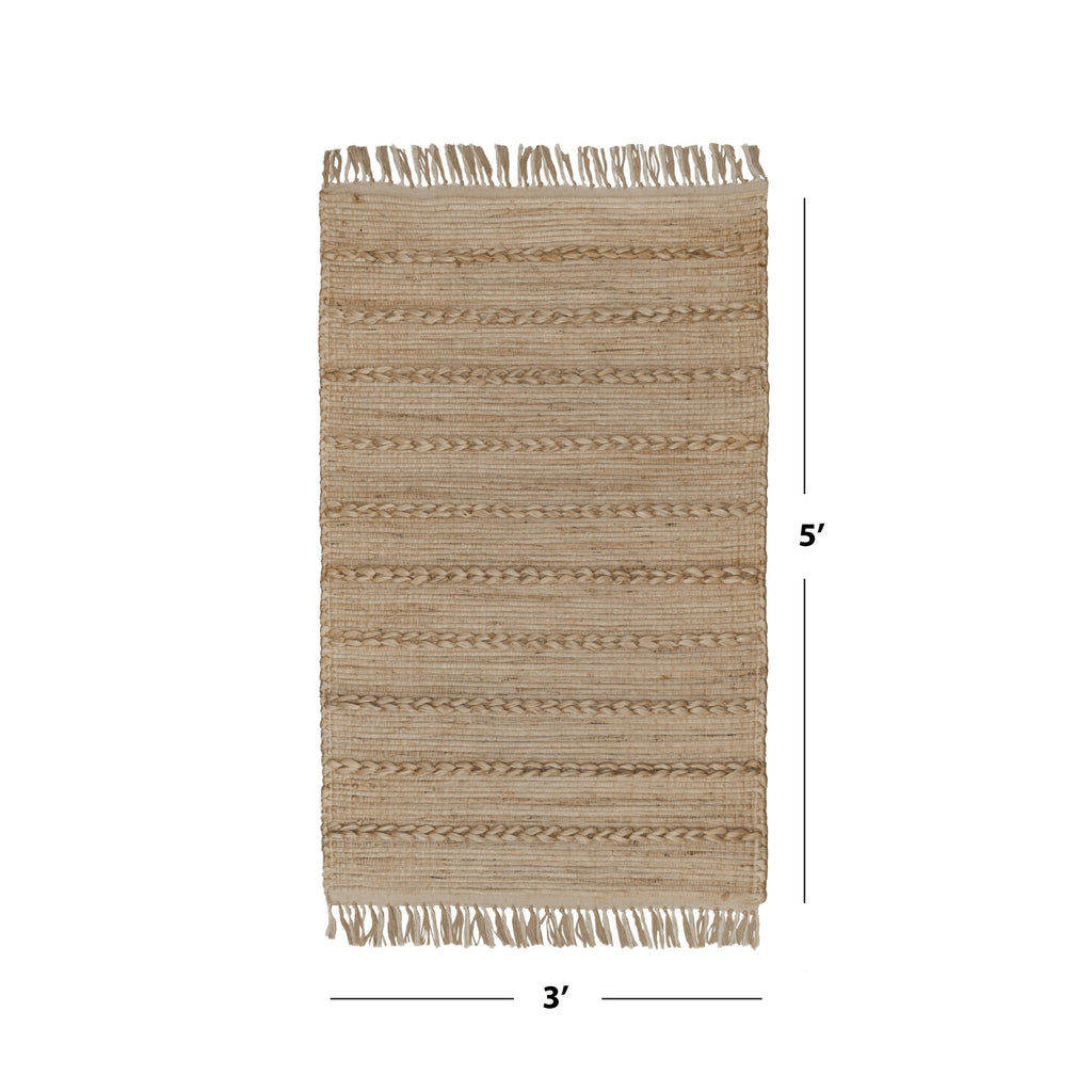 3x5 size chart of a plain jute rug
